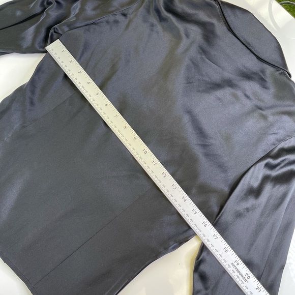 St. John Black Button Ruffle Silk Blouse Shirt 2 - Picture 10 of 11